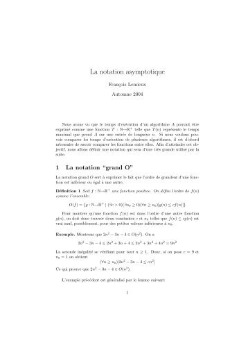 La notation asymptotique - UQAC