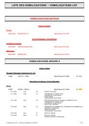 LISTE DES HOMOLOGATIONS / HOMOLOGATIONS LIST - FFSA