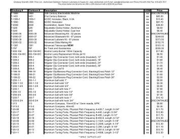 2009 Ginsberg Scientific Price List - Clarkson Laboratory and Supply