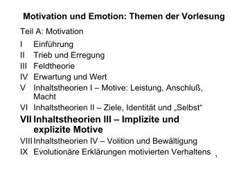 VII Inhaltstheorien III – Implizite und explizite Motive