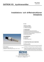 SATRON VG trycktransmitter Installations- och ... - webadmin1.net