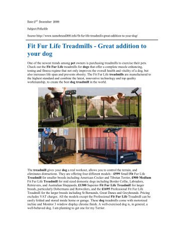 Fit Fur Life Treadmills - Great addition to your dog - James Caan