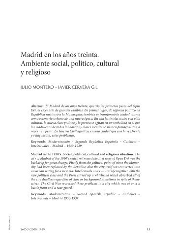 Madrid en los años treinta. Ambiente social, político, cultural y ... - ISJE