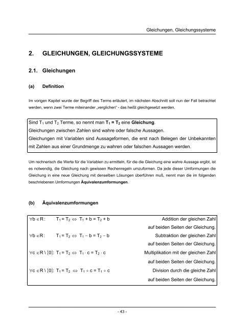2. GLEICHUNGEN, GLEICHUNGSSYSTEME - Mathe Online