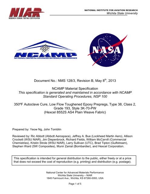 NMS 128/3 Hexcel 8552S AS4 Plain Weave Material Specification