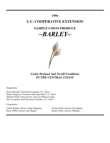 SAMPLE COSTS PRODUCE BARLEY - Cost & Return Studies