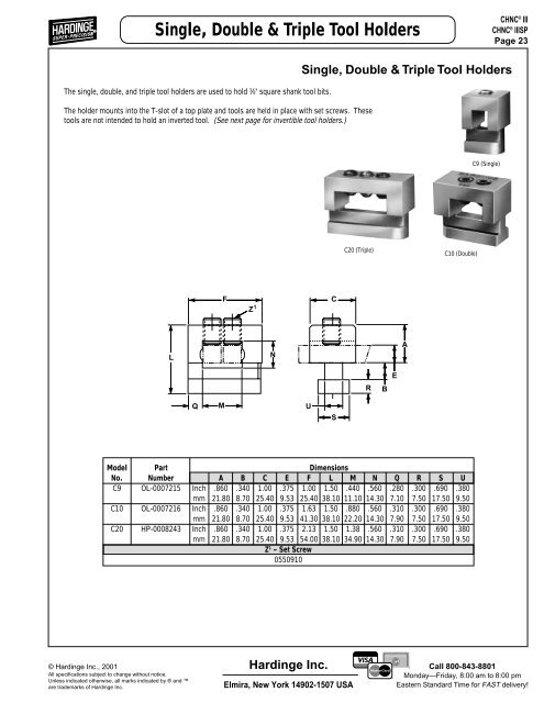 Tool Holders - Hardinge