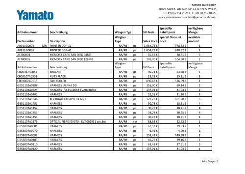 RA/RB Sonderangebot / Special Offer - Yamato Scale GmbH