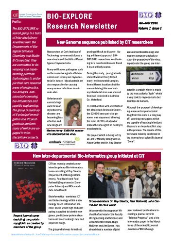 BIO-EXPLORE newsletter - ISSUE 1 - Cork Institute of Technology