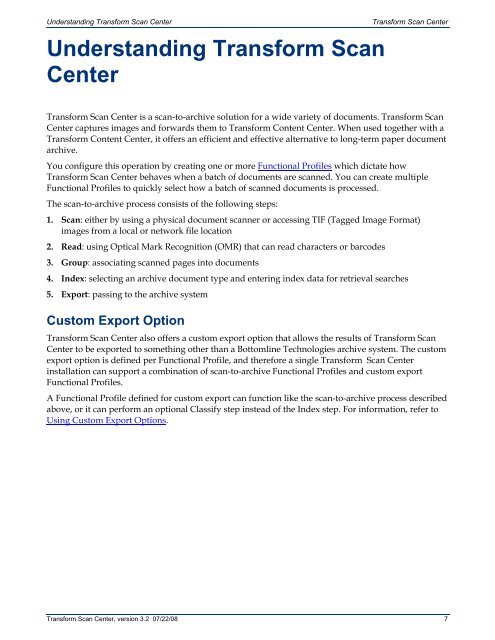 Transform Scan Center User's Guide - Bottomline Technologies