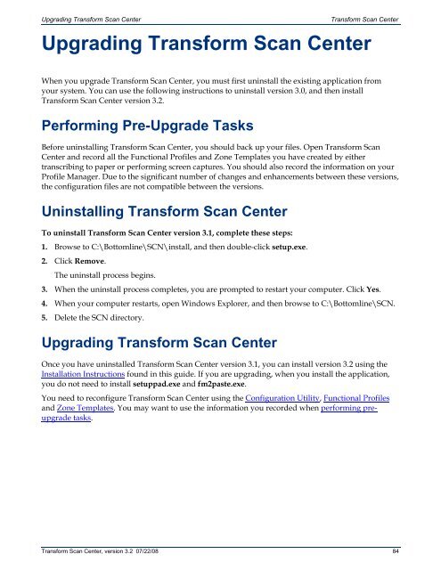 Transform Scan Center User's Guide - Bottomline Technologies