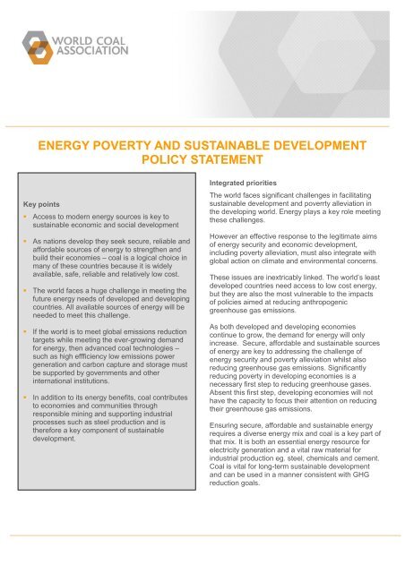 Policy statements. Energy access and Energy poverty.