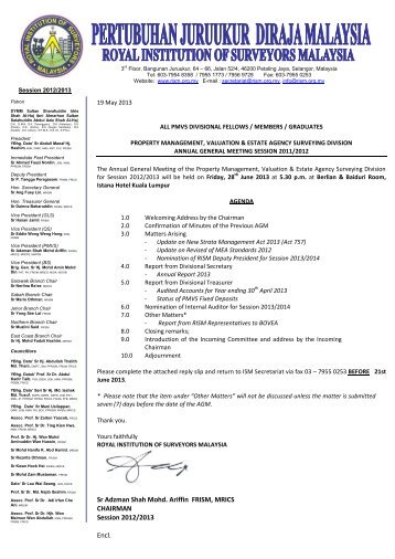 Sr Adzman Shah Mohd. Ariffin FRISM, MRICS CHAIRMAN Session ...