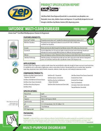 SAFE2DOSEâ¢ MULTI-CLEAN DEGREASER - Zep Equipment