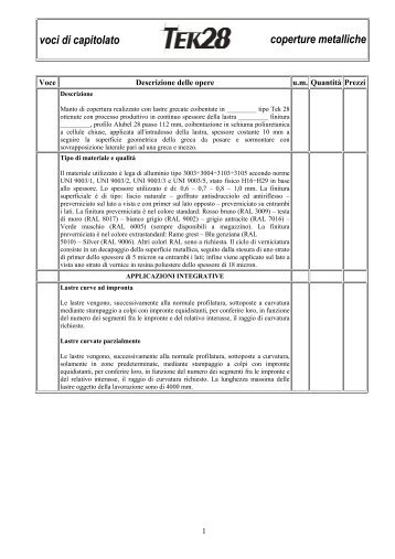 Capitolato lastra Tek 28 - Crocispa.it