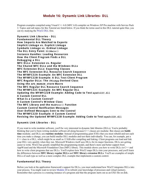 Dynamic Link Libraries Dll Tenouk C C Dynamic Link Libraries Dll Tenouk C C