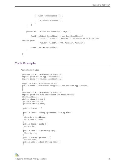 Ridgeline 4.0 REST API Quick Start PDF - Extreme Networks