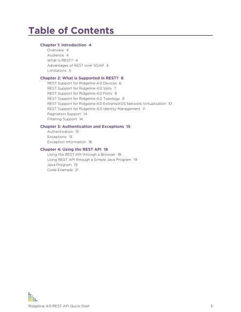 Ridgeline 4.0 REST API Quick Start PDF - Extreme Networks