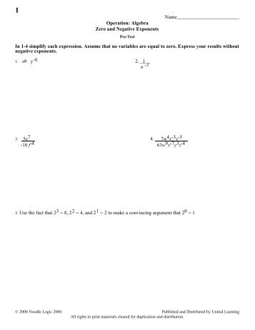 Zero and Negative Exponents