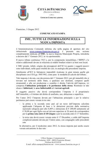 imu, tutte le informazioni sulla nuova imposta - Comune di Fiumicino