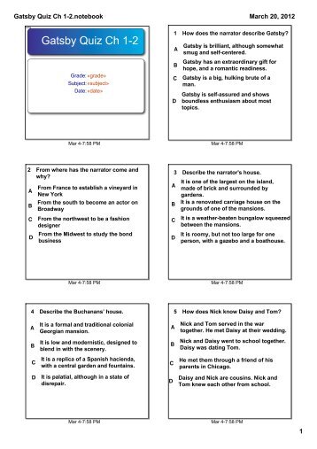 Gatsby Quiz Ch 1-2.notebook - Lake Mills Area School District