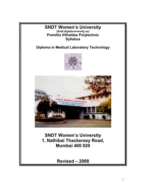 SNDT Women's University SNDT Women's University 1, Nathibai ...