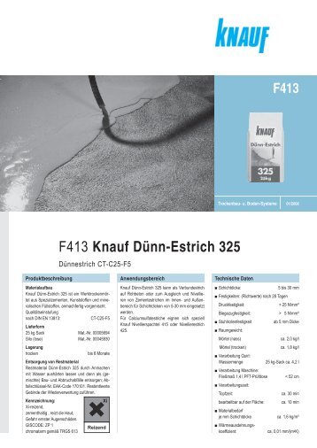 F413 Knauf DÃ¼nn-Estrich 325 - HG Fussbodensysteme GmbH