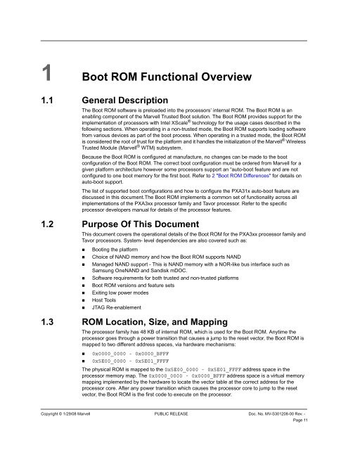 PXA3xx Boot ROM Reference Manual - Marvell