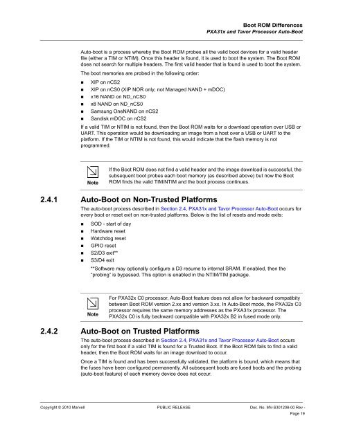 PXA3xx Boot ROM Reference Manual - Marvell