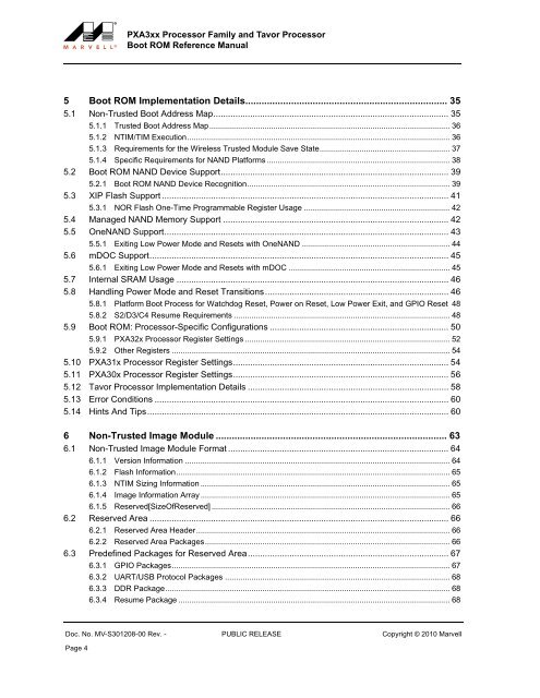 PXA3xx Boot ROM Reference Manual - Marvell