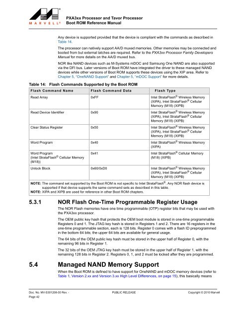 PXA3xx Boot ROM Reference Manual - Marvell