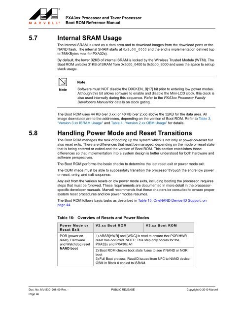 PXA3xx Boot ROM Reference Manual - Marvell