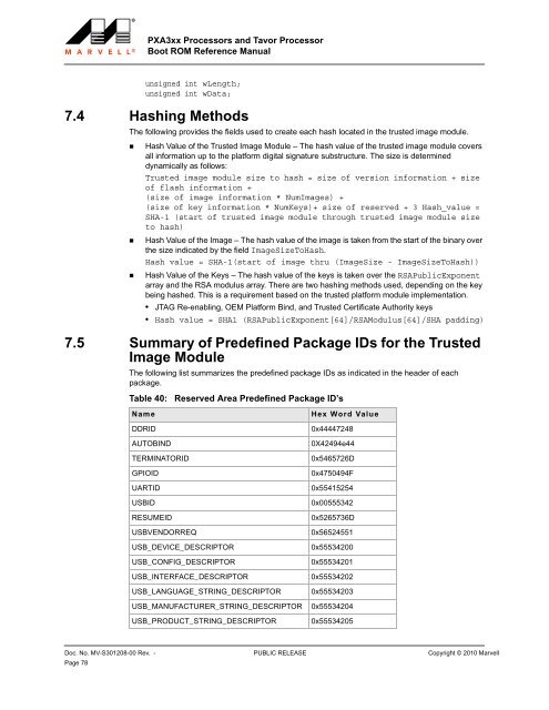 PXA3xx Boot ROM Reference Manual - Marvell