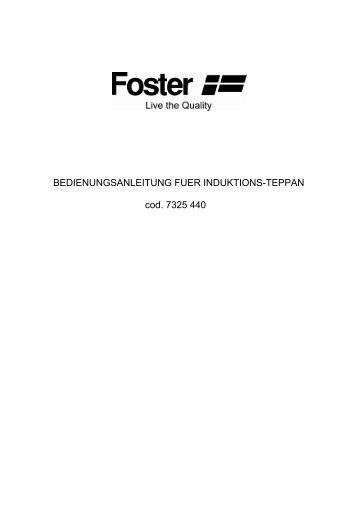 bedienung des kochfeldes - Foster S.p.A.