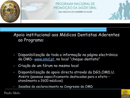 "Cheque-dentista" - Realidade e perspectivas futuras - Ordem dos ...