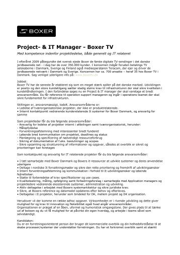 Project- & IT Manager - Boxer TV