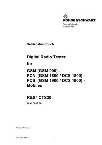 (GSM 1800 / DCS 1800) - PCS - Rohde & Schwarz