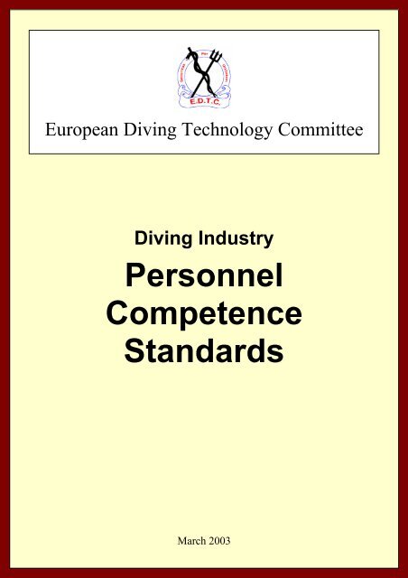 Diving Industry Personnel Competence Standards - European ...