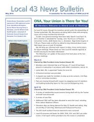 Download Local 43's May 2013 News Bulletin here - ONA Local 43