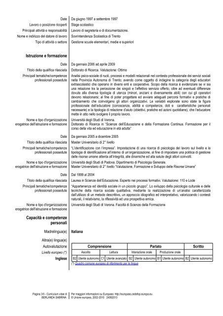 Curriculum Vitae (pdf, it, 71 KB, 7/14/11) - Università degli Studi di ...