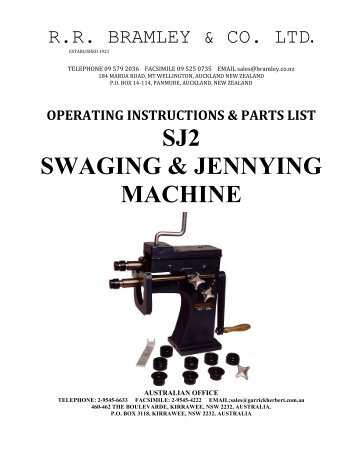 operating instructions & parts list sj2 swaging & jennying machine