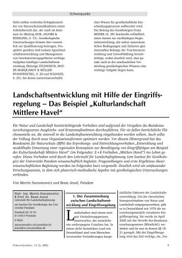 Landschaftsentwicklung mit Hilfe der Eingriffs- regelung – Das ...