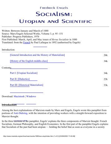 Socialism: Utopian and Scientific - MIA