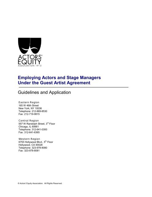 Guest Artist Guidelines and Application - Actors