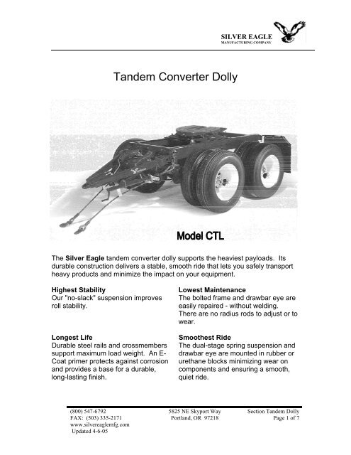 Tandem Converter Dolly - Silver Eagle Manufacturing Co.