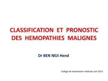 Classification et pronostic des hemopathies malignes - ATuRea