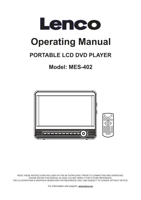 Operating Manual PORTABLE LCD DVD PLAYER - Lenco