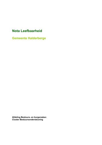 Nota leefbaarheid gemeente Halderberge
