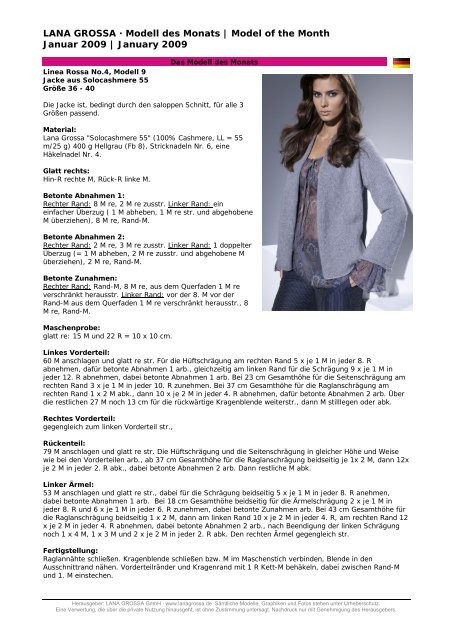 Modell des Monats | Model of the Month Januar 2009 ... - Lana Grossa