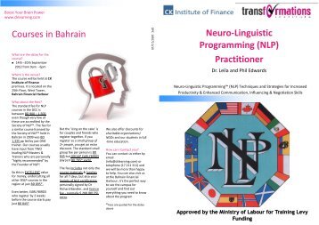 Courses in Bahrain Neuro-Linguistic Programming (NLP) Practitioner